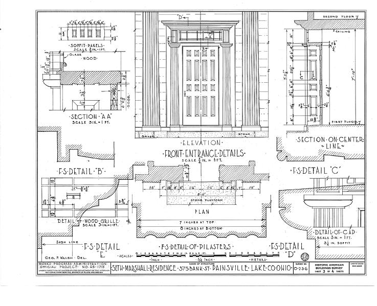 File:Seth Marshall Residence, 375 Bank Street, Painesville, Lake County, OH HABS OHIO,43-PAINV,3- (sheet 3 of 4).tif