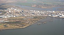 The former Shell Haven Refinery in Standford-le-Hope which underwent bioremediation to minimize the oil contaminated site. Bioremediation techniques, such as windrows, were used to promote oxygen transfer. The refinery has excavated approximately 115,000 m of contaminated soil. Shell Haven East Site - geograph.org.uk - 591937.jpg