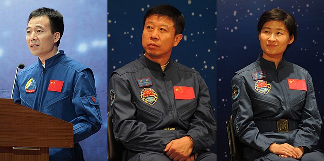 The three members of Shenzhou 9's crew. Liu Yang, China's first female astronaut, is shown on the right.