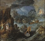 de Mompers Grekiska flottans skeppsbrott på hemvägen från Troja (cirka 1585–1590), Nationalmuseum.