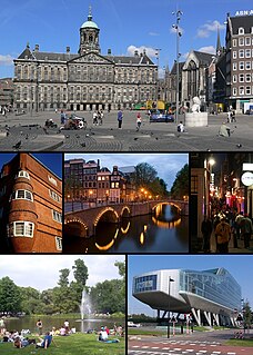 Amsterdam – miasto i stolica konstytucyjna Holandii. Większość instytucji rządowych oraz przedstawicielstw obcych państw znajduje się w Hadze.