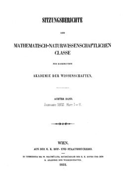 Sitzungsberichte der Mathematisch-Naturwissenschaftlichen Classe der Kaiserlichen Akademie der Wissenschaften 1852 Titel.png