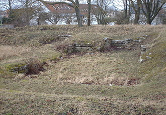 The ruins of what is thought to be the refectory of Solberga Abbey. Solberga kloster.JPG