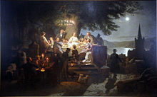 Sommernacht am Rhein by Christian Eduard Boettcher, 1862