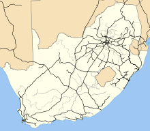 The South African rail network South Africa rail network map.svg