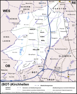 Detailkarte Kirchhellens mit Grenzen der Ortsteile (Detailkarte Gesamt-Bottrops)