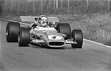 Jackie Stewart during the Dutch Grand Prix, with his Matra adjusted to the new rules on wings. Stewart at 1969 Dutch Grand Prix (12).jpg