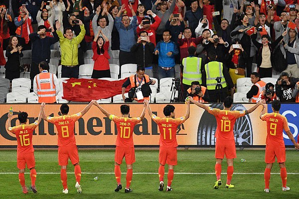 Chinese players after win against Thailand at 2019 AFC Asian Cup Round of 16