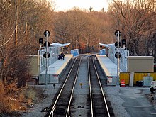 Talbot Ave was the first new station to open under the Fairmount line improvements project Talbot Ave from Harvard Street in December 2012.JPG
