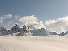 Il Ghiacciaio del Trient con alcune delle vette che lo sovrastano.