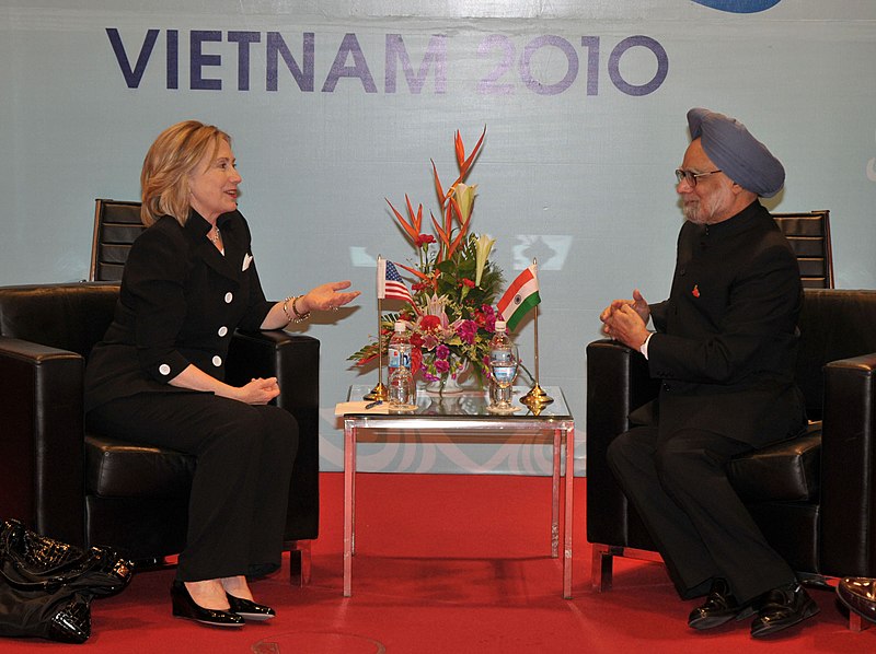 File:The Prime Minister, Dr. Manmohan Singh at a bilateral meeting with the US Secretary of State, Mrs. Hillary Clinton, during the ASEAN Summit, in Hanoi, Vietnam on October 30, 2010 (1).jpg