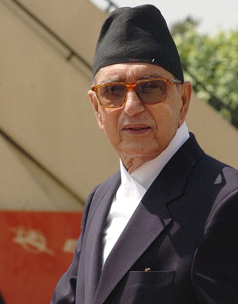 File:The Prime Minister of Nepal, Shri Girija Prasad Koirala being seen off by the Union Minister of Water Resources, Prof. Saif-ud-din Soz at Indira Gandhi International Airport in New Delhi on April 06, 2007 (cropped).jpg