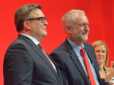 Watson and Labour leader Jeremy Corbyn at the 2016 Labour Party Conference