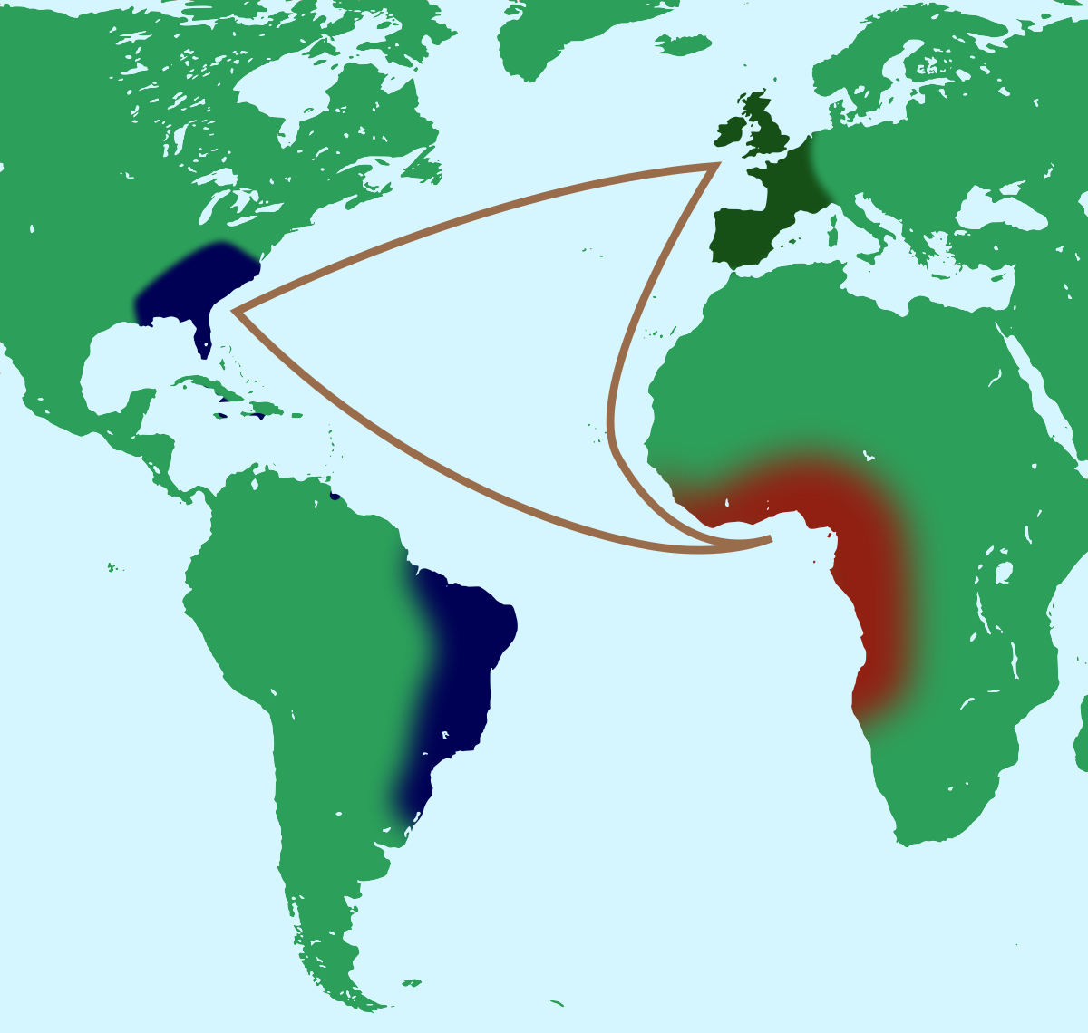 triangular trade blank map