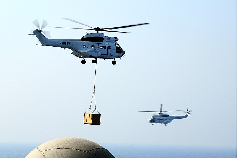 File:Two Military Sealift Command SA-330J Puma helicopters participate in a replenishment at sea with the aircraft carrier USS George H.W. Bush (CVN 77) in the Persian Gulf Aug. 27, 2014 140827-N-CZ979-006.jpg