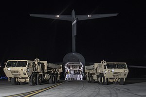 Two THAAD launchers arriving in South Korea in March 2017.jpg