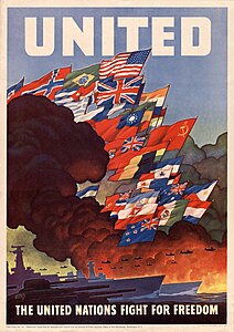 A poster of the United Nations alliance's fight for freedom during World War II