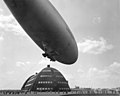 US Navy blimp K-38 making emergency landing at NAS South Weymouth in 1943