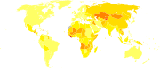 Upper respiratory infections world map - DALY - WHO2002