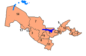 Özbekistan'ın bölgeleri.