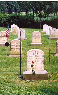 Walter Ciszek's grave at the Jesuit Center in Wernersville, Pennsylvania. Walter ciszek tomb 2004.jpg