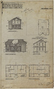 Architectural plans for Warwick Technical College, 1913 Warwick Technical College, 21 February 1913.jpg