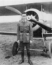 Wellman and Celia, his Nieuport 24 fighter, c. 1917 (one of several aircraft named for his mother) Wellman and Nieuport.jpg