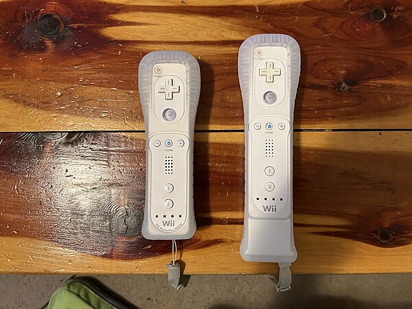 Wii Remote Plus (left) & Wii Remote with Motion Plus accessory (right)