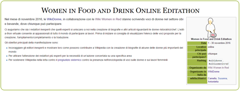 WikiDonne - Women in Food & Drink editathon
