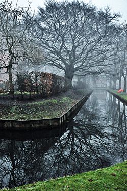 Channel around the Fort Church (now museum) in Willemstad, North Brabant, Holland