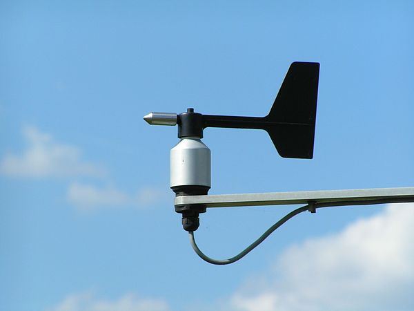 A modern scientific weathervane, gives the direction of the wind as an electrical signal.