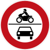 Zeichen 260 - Verbot für Krafträder und Mofas und sonstige mehrspurige Kraftfahrzeuge, StVO 1992.svg