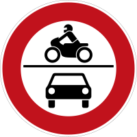 Zeichen 260 - Verbot für Krafträder und Mofas und sonstige mehrspurige Kraftfahrzeuge, StVO 1992.svg