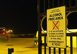 'Alcohol Free Area' sign, Bangor - geograph.org.uk - 3885713.jpg