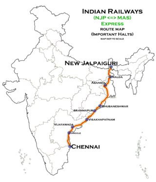 <span class="mw-page-title-main">MGR Chennai Central – New Jalpaiguri Superfast Express</span> Train in India