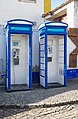 Portugal, Óbidos, two blue Telephone booths
