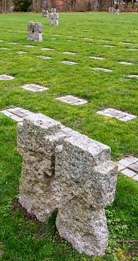 Grave crosses on the war cemetery in Bad Bergzabern