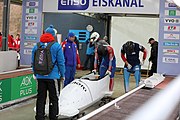 Deutsch: Bob-Europacup 2018/19; Station 1 in Altenberg, 2er-Rennen Nummer 1, Lauf 1 English: Bobsleigh Europe Cup 2018-19 in Altenberg - 2-man Race 1, first run