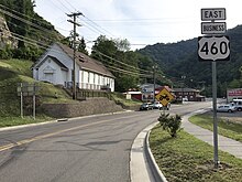 US 460 Bus. east of US 460 in Grundy 2017-06-11 18 38 43 View east along U.S. Route 460 Business (Anchorage Circle) just east of U.S. Route 460 in Grundy, Buchanan County, Virginia.jpg