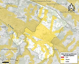 Carte des zones d'aléa retrait-gonflement des sols argileux de Banize.