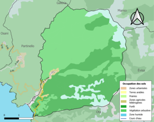 Kolorowa mapa przedstawiająca użytkowanie gruntów.