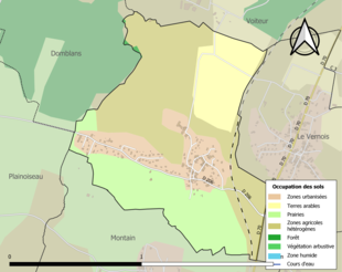 Barevná mapa znázorňující využití půdy.