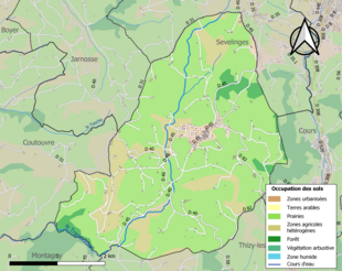 Barevná mapa znázorňující využití půdy.