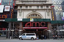 Seen with scaffolding around the marquee 42nd St 8th Av td (2018-05-18) 05 - AMC Empire Theatre.jpg