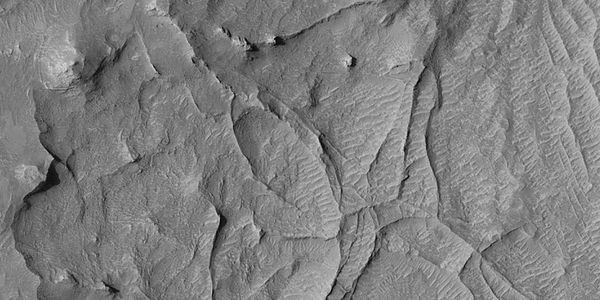 Close view of ridges, from a previous image, as seen by HiRISE under HiWish program