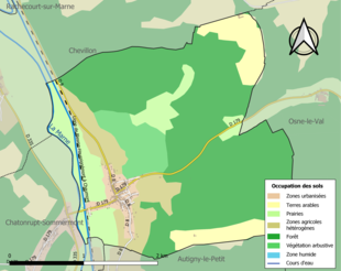 Carte en couleurs présentant l'occupation des sols.