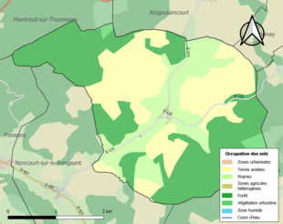 Barevná mapa znázorňující využití půdy.