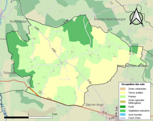 Barevná mapa znázorňující využití půdy.