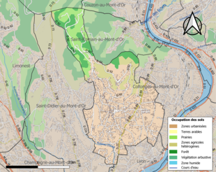 Kolorowa mapa przedstawiająca użytkowanie gruntów.