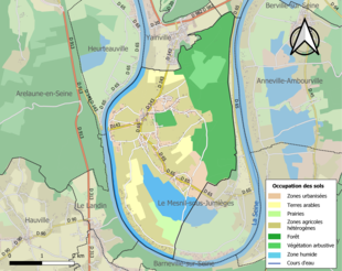 Carte des infrastructures et de l'occupation des sols de la commune en 2018 (CLC).